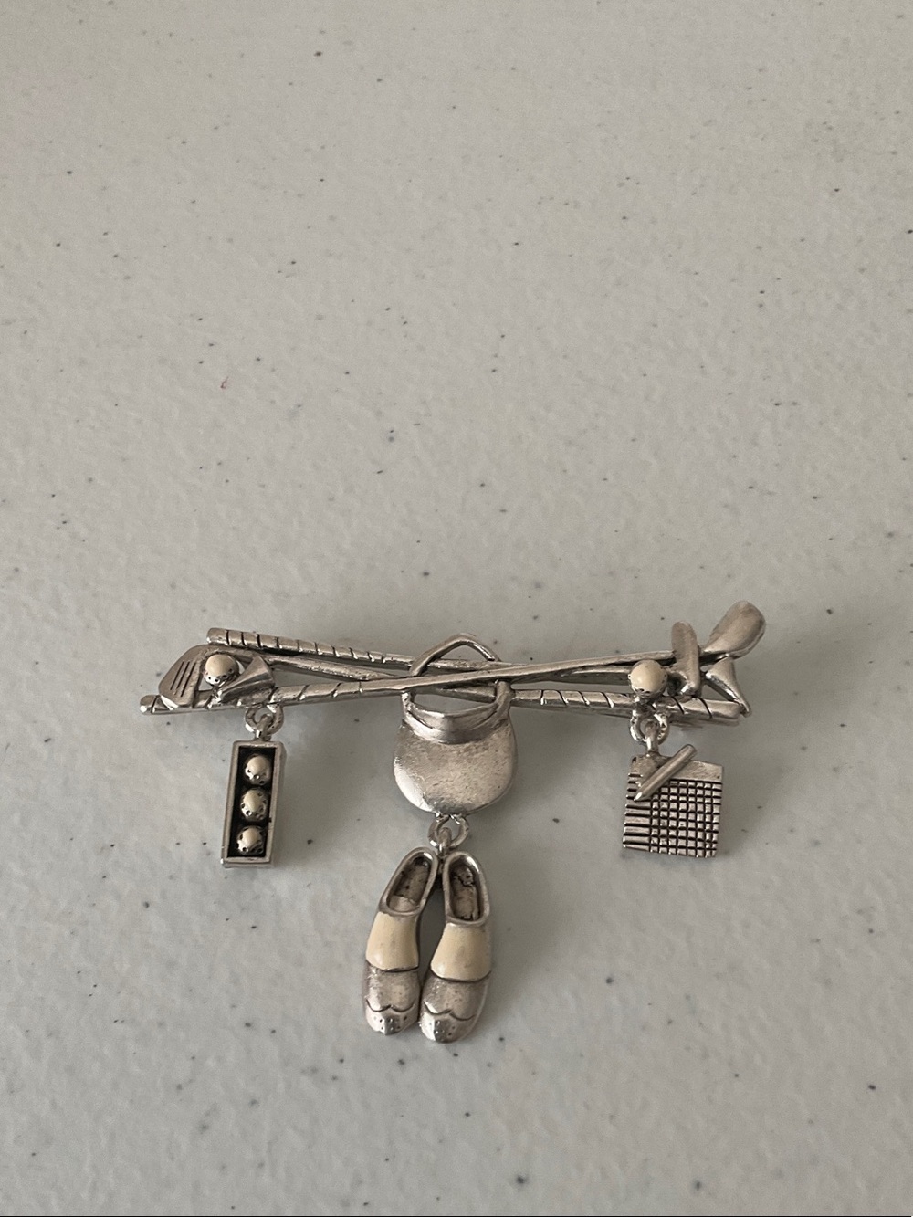 Silver-Tone Men’s Ski & Clog Charm Brooch